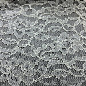 Vintage Cream Embroidered Floral Garland Lace Fabric Sewing Crafting 2 Yards